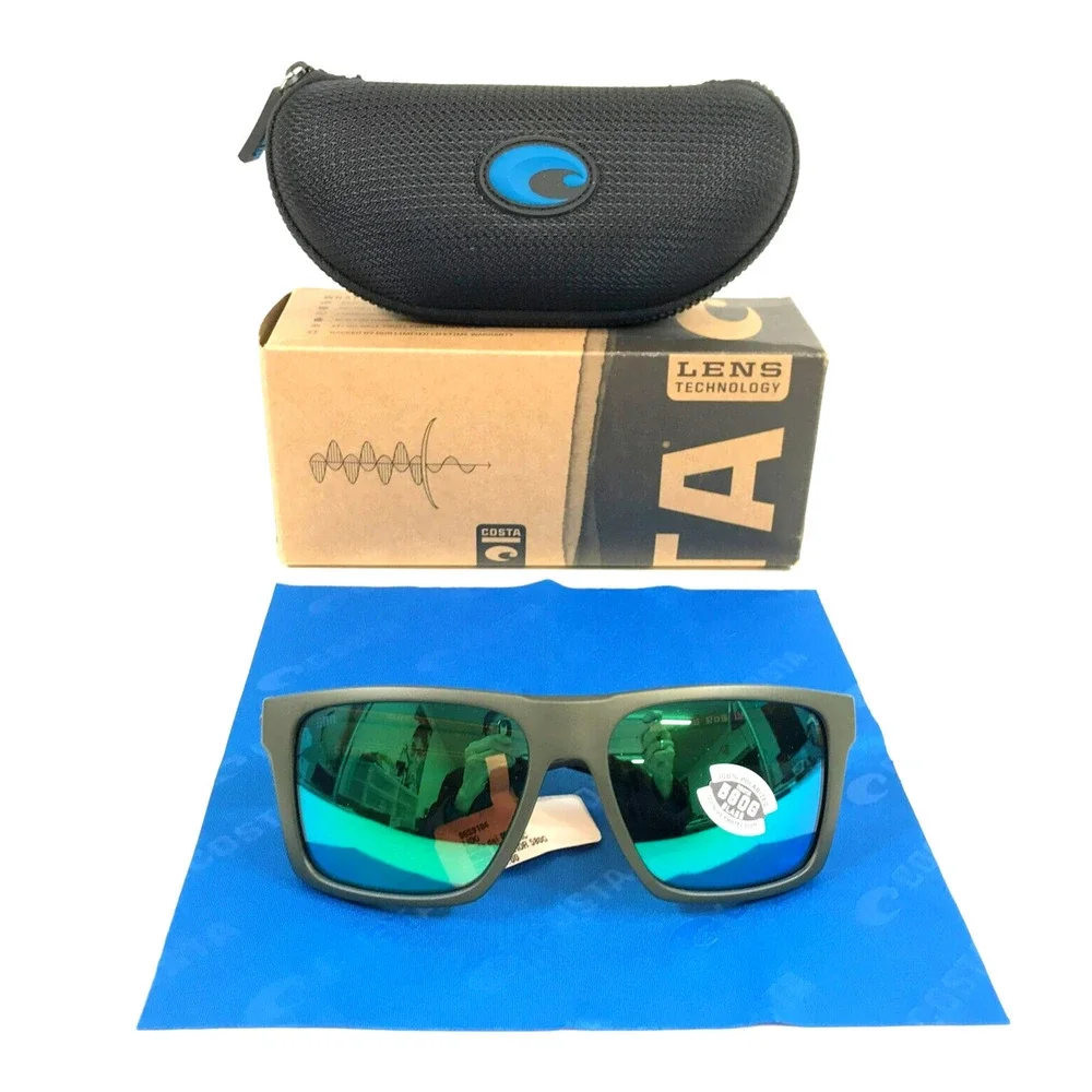 Costa Sunglasses Lido 06S9104 910410 Steel Gray Metallic Green Mirror 580G - Picture 2 of 13